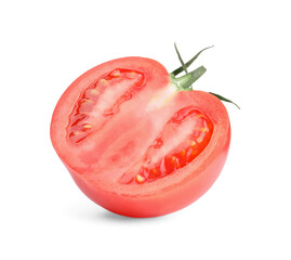 Half of red ripe tomato isolated on white