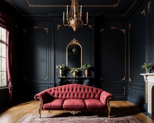 A Glimpse into Victorian Luxury: The Grand Living Room of an Irish Palace generative ai - 668253365