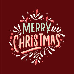 Fototapeta na wymiar Merry christmas hand lettering calligraphy Vector holiday illustration element. Merry Christmas script calligraphy. Merry Christmas & Happy New Year Promotion Poster or banner 
