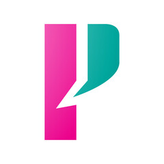 Magenta and Green Letter P Icon with a Bold Rectangle