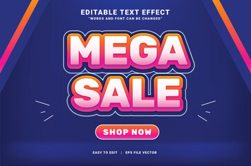 Editable text effect mega sale event banner