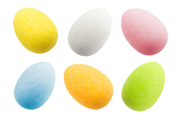 Colorful easter eggs isolated on transparent background. PNG image.