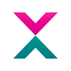 Obraz premium Magenta and Green V Shaped Letter X Icon