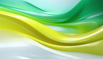 Obraz premium Green and white technology waves abstract background