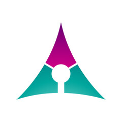 Fototapeta premium Magenta and Persian Green Deflated Triangle Letter A Icon