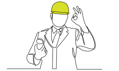 Fototapeta premium continuous line drawing of civil engineer building Construction. Building architecture business concepts. 