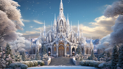 A fairytale winter castle - obrazy, fototapety, plakaty
