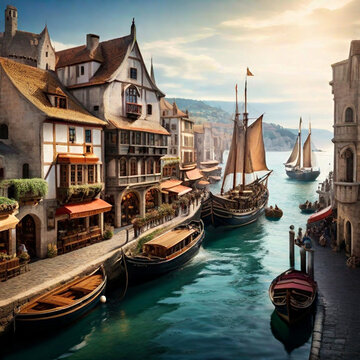 medieval fantasy city, generative ai
