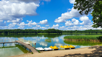 Beautiful landscape and water color in Lake Tuchomskie, Poland
