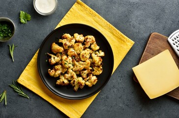Roasted cauliflower on plate