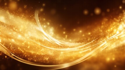 Fototapeta na wymiar Abstract luxury light curve swirling gold background with gold particle, Generative AI