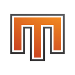 Orange and Black Letter M Icon with an Outer Stripe