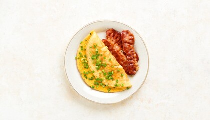Omelette with cheese and green onion