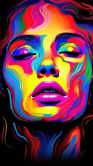Fototapeta na wymiar a woman's face is painted in multicolors. generative ai