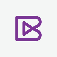 modern letter B play button triangle media video logo design