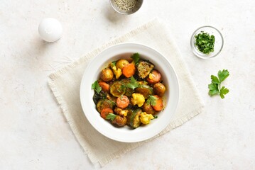 Baked vegetables in bowl