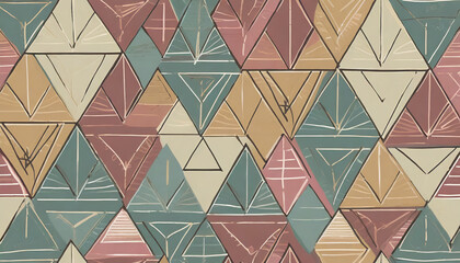 seamless geometric pattern with soft color background triangles boho style