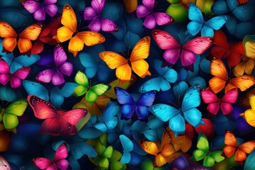 Fototapeta na wymiar Vibrant Colorful butterflies insects. Colorful room collection. Generate Ai