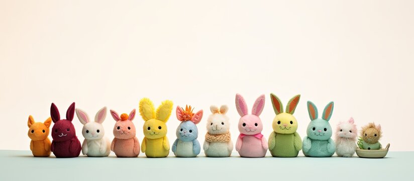 Easter bunny stuffed animals made by a group