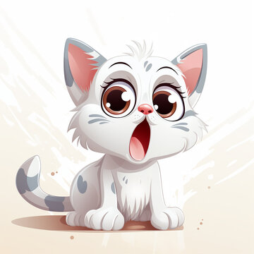 funny cat surprised cartoon for postcard vector illustration