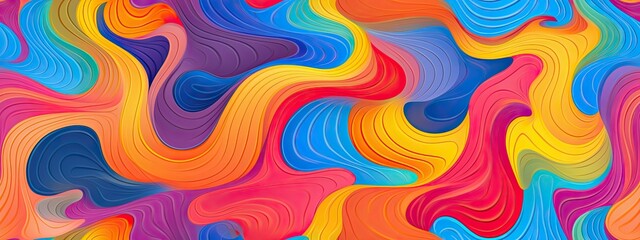 Seamless abstract psychedelic rainbow gradient swirls background