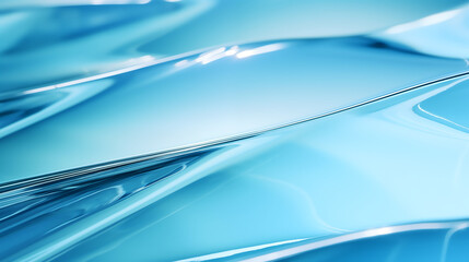 Abstract glossy glass, wallpapers, covers, blue curved waves.