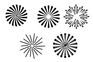 Foto op Aluminium Sunburst element set. Starburst Radial stripes background. Sunburst icon collection. Collection of rays. Retro sunburst design. Retro stars. Vector illustration © CzakaU