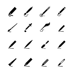 Ink pen or ink vector icon set