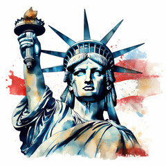 watercolor Statue of Liberty clipart, Generative Ai