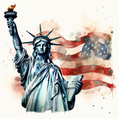 watercolor Statue of Liberty clipart, Generative Ai