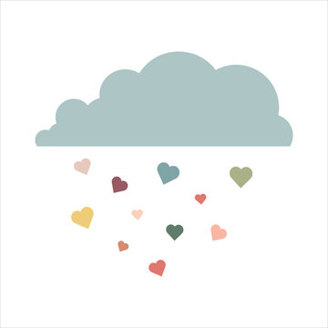 Cloud with drops in the form of hearts