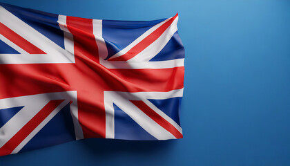 united kingdom flag on blue background with copy space 3d render - obrazy, fototapety, plakaty