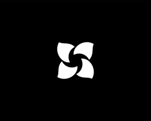 Abstract flower logo. Minimalistic petals sun vortex icon. Swirl logotype. Vector illustration.