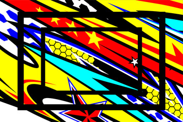 vector abstract racing background design with a unique line pattern and a combination of bright colors and star effects. looks cool and unique, suitable for your wrapping design