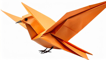 orange paper dove origami isolated on a white background