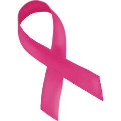 Pink ribbon, fight against breast cancer symbol, transparent background