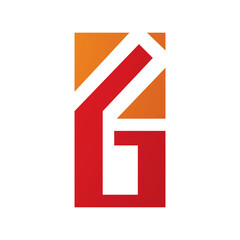 Orange and Red Rectangular Letter G or Number 6 Icon