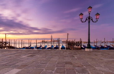 The large Venetian lagoon and the island of San Giorgio Maggiore at dawn.