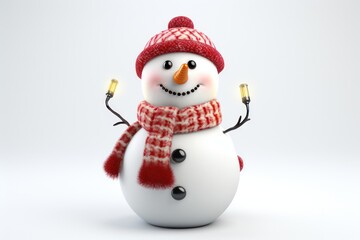 Christmas background with snowman, winter decoration. Generative Ai.