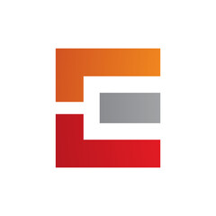 Orange Red and Grey Rectangular Letter E Icon