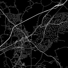 1:1 square aspect ratio vector road map of the city of  Brentwood in the United Kingdom with white roads on a black background.