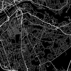 1:1 square aspect ratio vector road map of the city of  Gateshead in the United Kingdom with white roads on a black background.