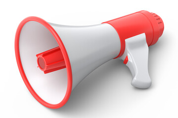 Megaphone for advertisement or hiring isolated on white background.