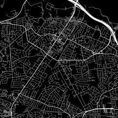 1:1 square aspect ratio vector road map of the city of  Sale in the United Kingdom with white roads on a black background.