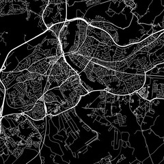 1:1 square aspect ratio vector road map of the city of  Newport in the United Kingdom with white roads on a black background.