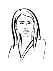 Portrait of a woman line art style full face