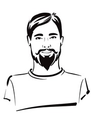 man with a mustache and beard line style sketch 