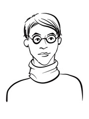 A young man with glasses is a smart student illustration 