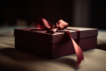 A simple gift box with a bow, symbolizing the excitement of receiving discounted items during the shopping events. New Year, Christmas, Birthday gift.