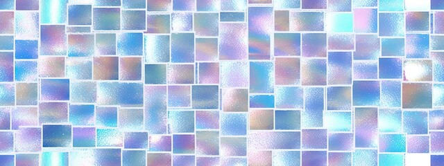 Fototapeta premium Seamless shiny crystal cut glass brick wall tiles background texture overlay. Retro luxury kitchen, bathroom concept wallpaper mural pattern